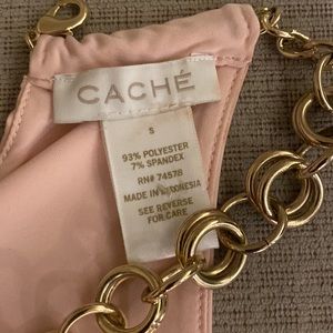 CACHE Bodysuit with Gold Chain Collar